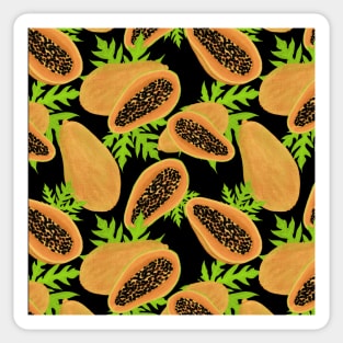 Papaya pattern - black background Sticker